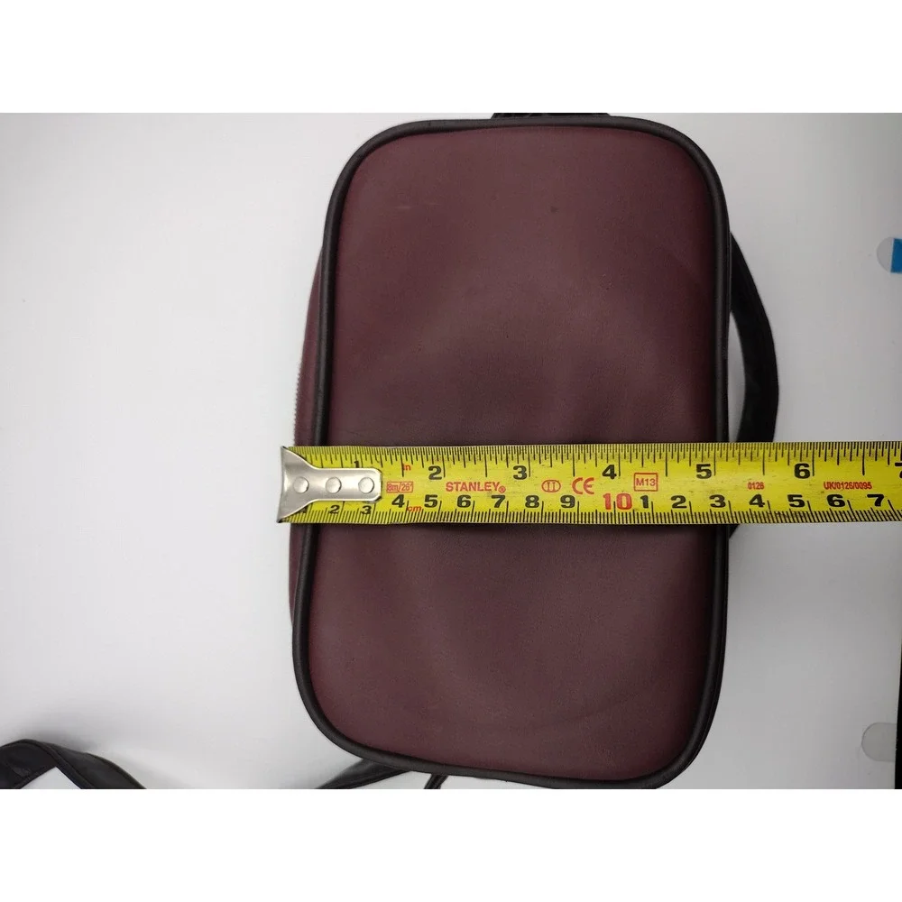 Albinar Burgundy Faux Leather Camera Bag Crossbody Utility Travel Case‎ Small